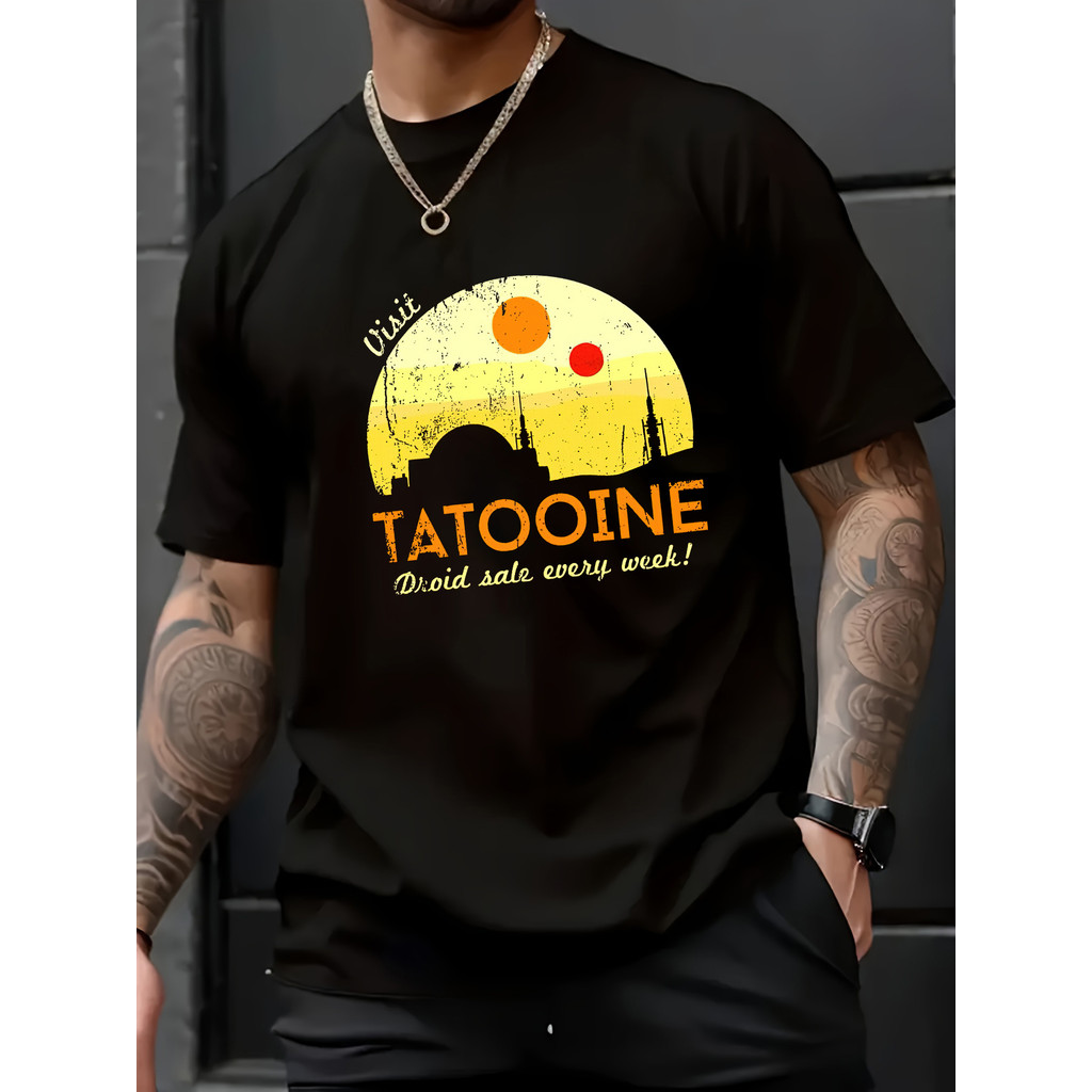 Camiseta Masculina Casual Graphic Design Estampada Confortável Versátil Moderna Verão