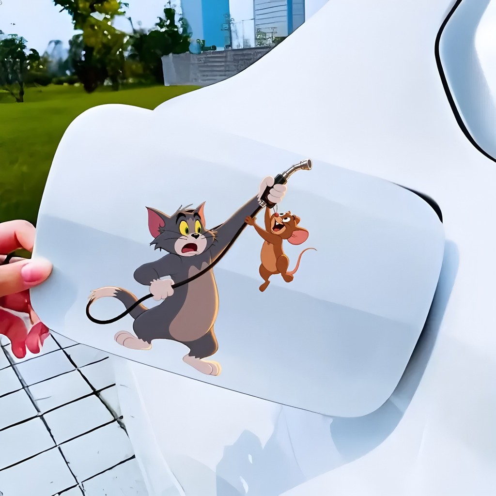 Nova Criatividade Tom E Jerry Adesivo À Prova D'água Para Tampa Do Tanque De Combustível Carro , Veículo Bonito Dos Dese