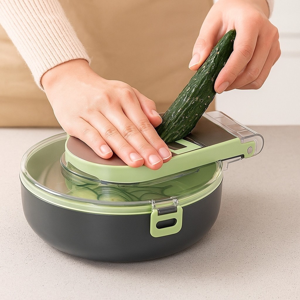 Ralador Fatiador Vegetais Redondo 15 Peças Cortador Mandoline Processador Legumes Verduras Cozinha