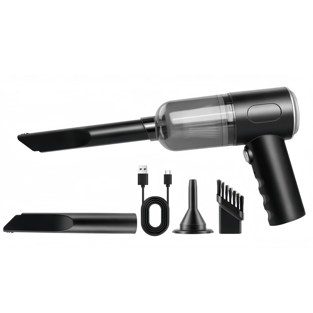 Mini Aspirador Portátil 3 em 1 Recarregável USB com Função Sopro para Carro e Uso Manual