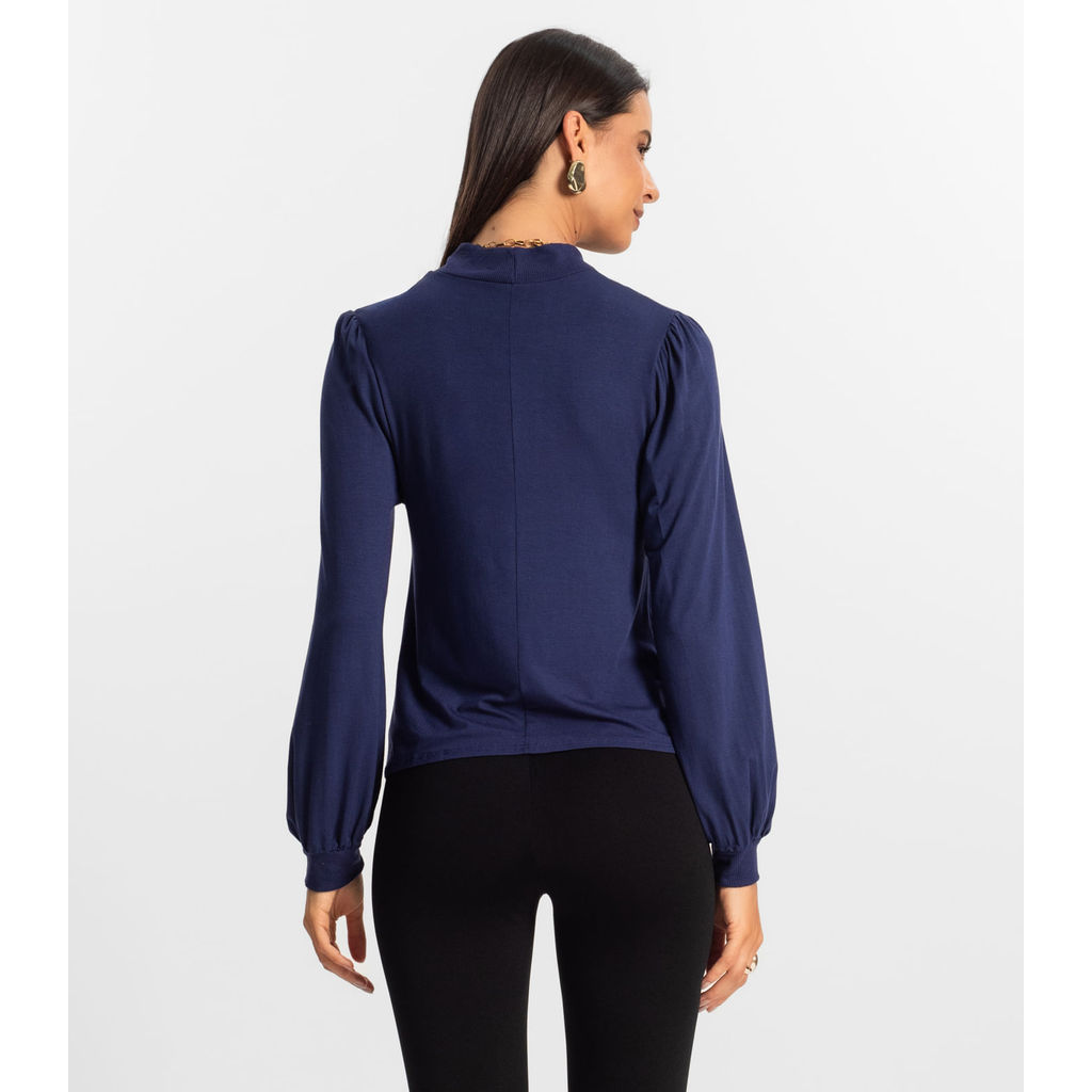 Detalhes do Blusa Manga Longa Feminina Rovitex Azul