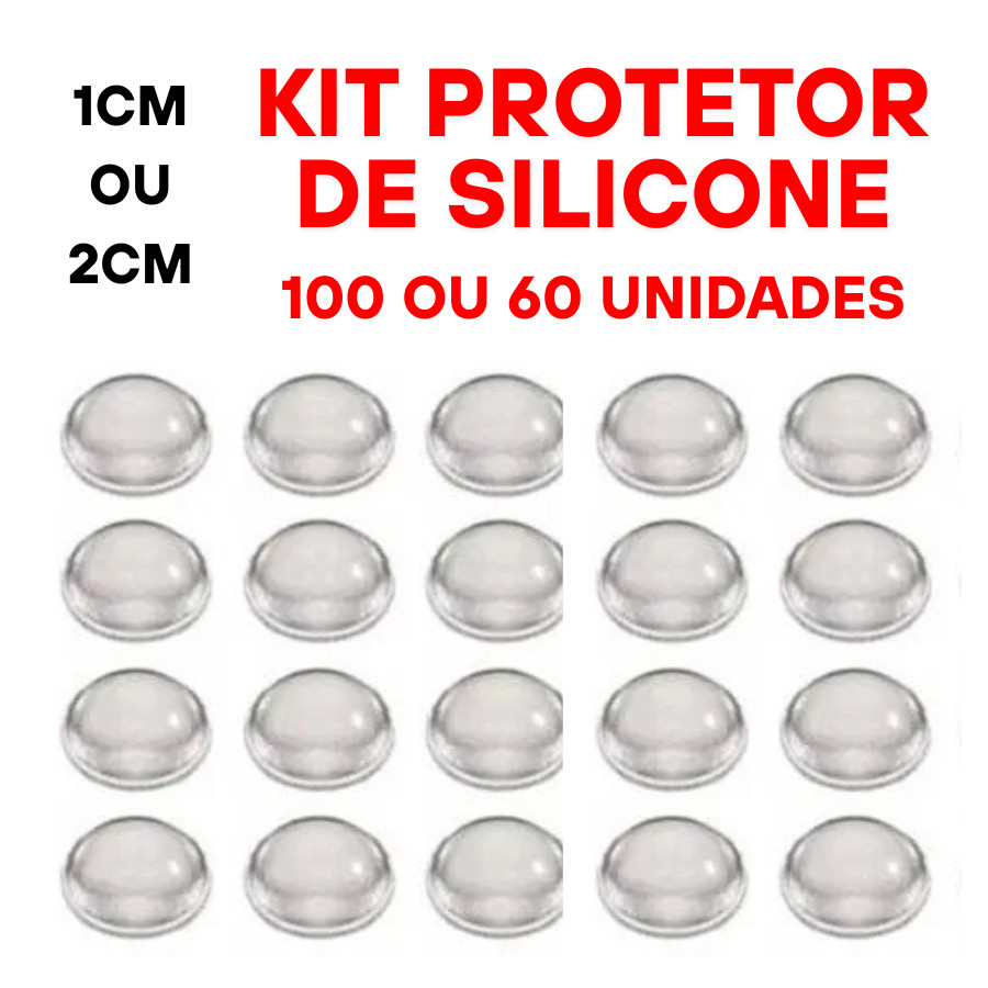 Protetores Silicone 100UN 1CM Ou 60UN 2CM Adesivo Anti-impacto Moveis Resistente Porta Mesa