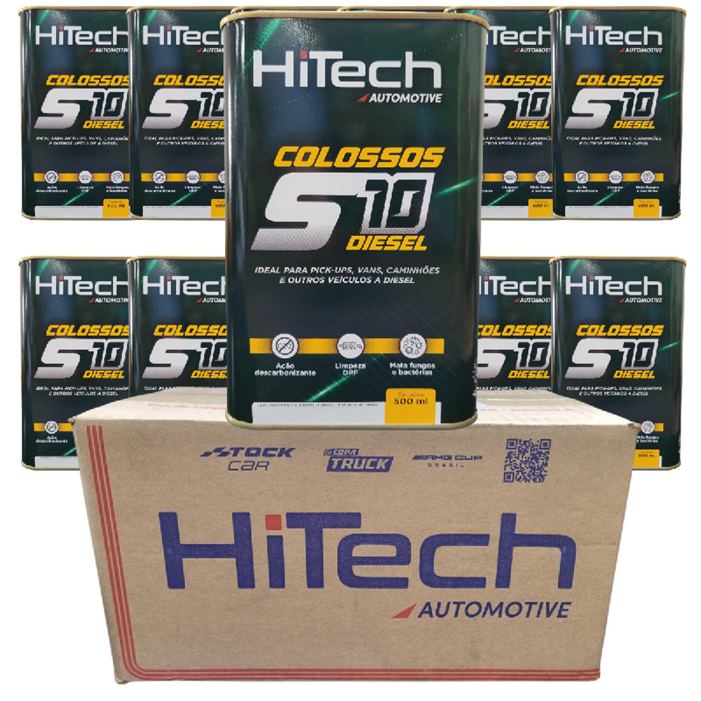 Caixa 12 Aditivo Combustível Max S10 Diesel Hitech Colossos 500ml Descarbonizante Bactericida Fungicida