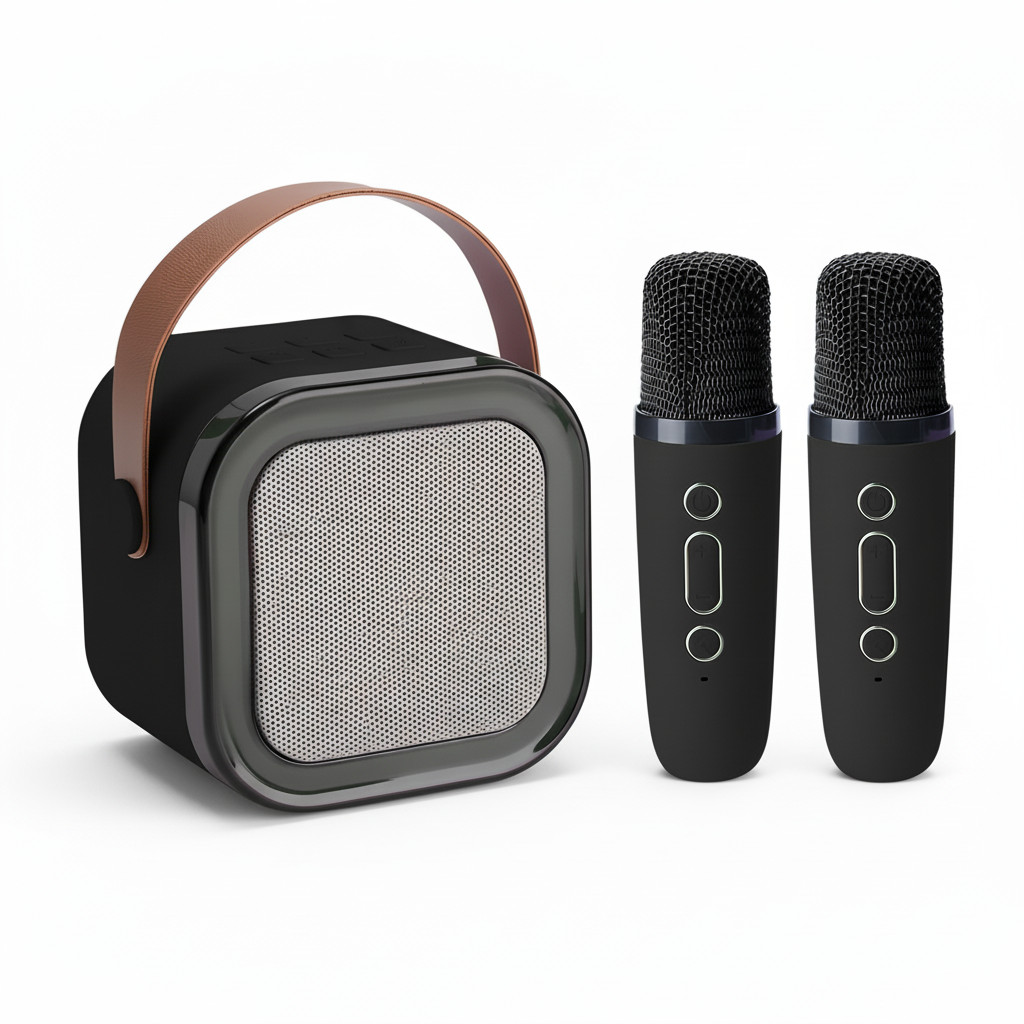 Imagem Karaokê Portátil Bluetooth com Duplo Microfone Sem Fio Caixa de Som LED