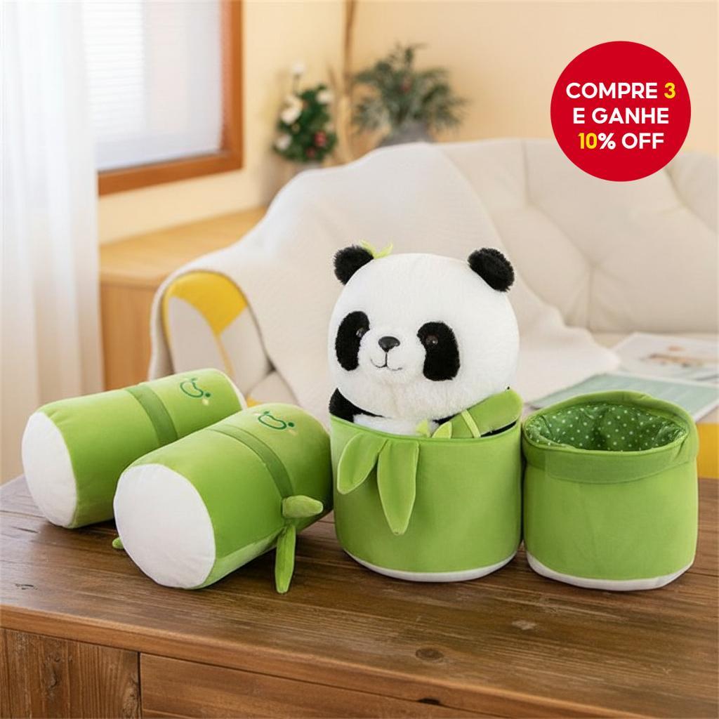 Panda de Pelúcia 2 em 1 com Bambu, Animais Recheados de 20-25cm, Presente para Crianças