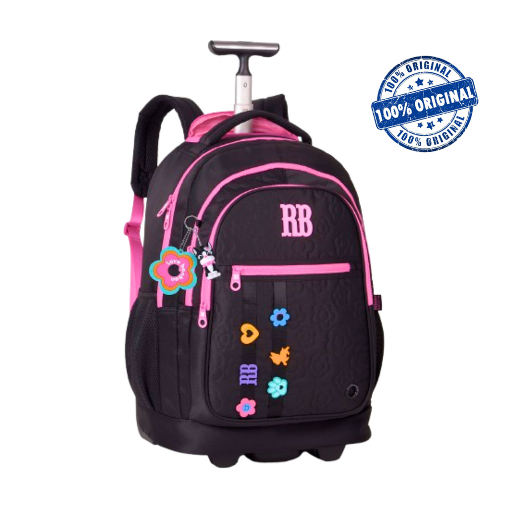 Kit Mochila de Rodinhas Com Estojo 96 Pens Rebecca Bonbon Flower Power