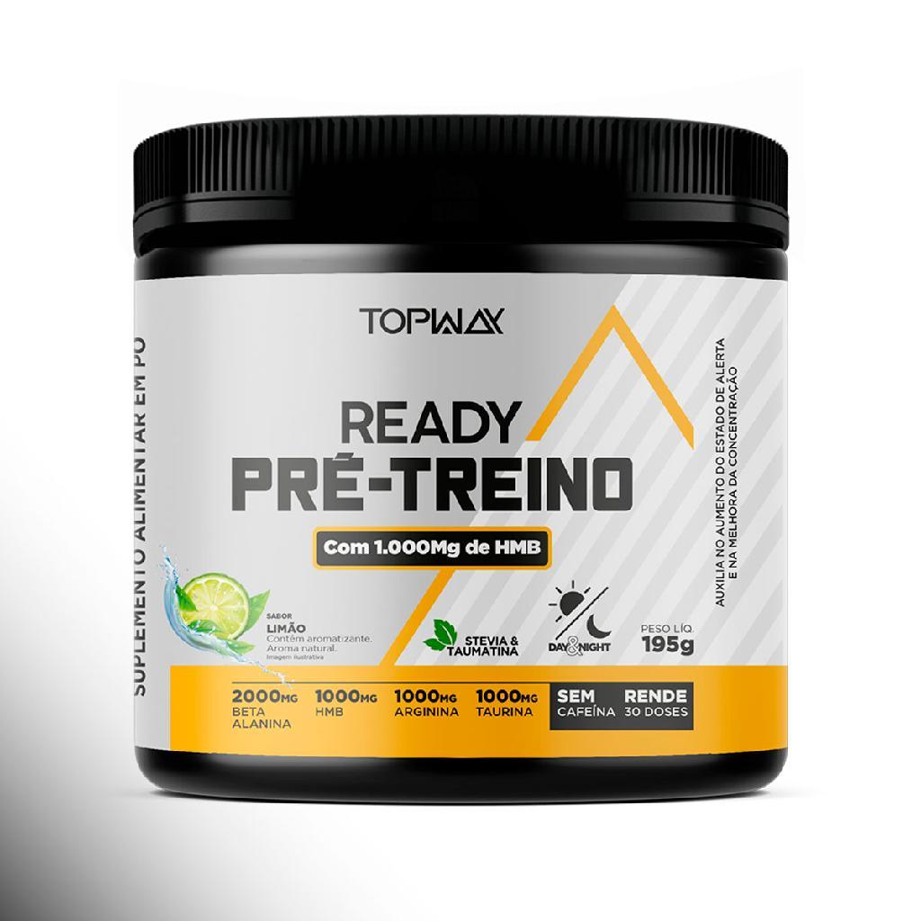 Pré treino ready com HMB sem cafeína 195g topway suplemento em pó sabor limão