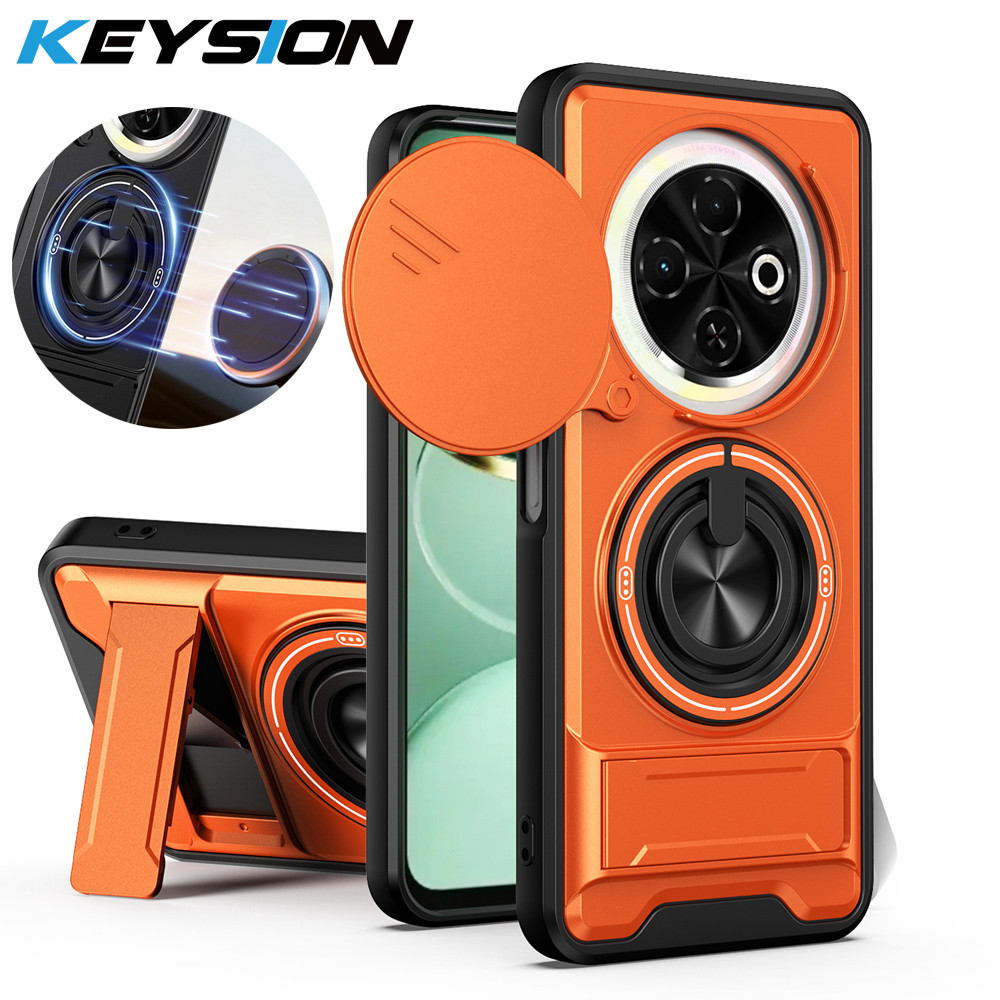 KEYSION Capa Magnética De Telefone Para TECNO Spark 30C 4G , Proteção Câmera Deslizante , Suporte Vertical , Traseira À