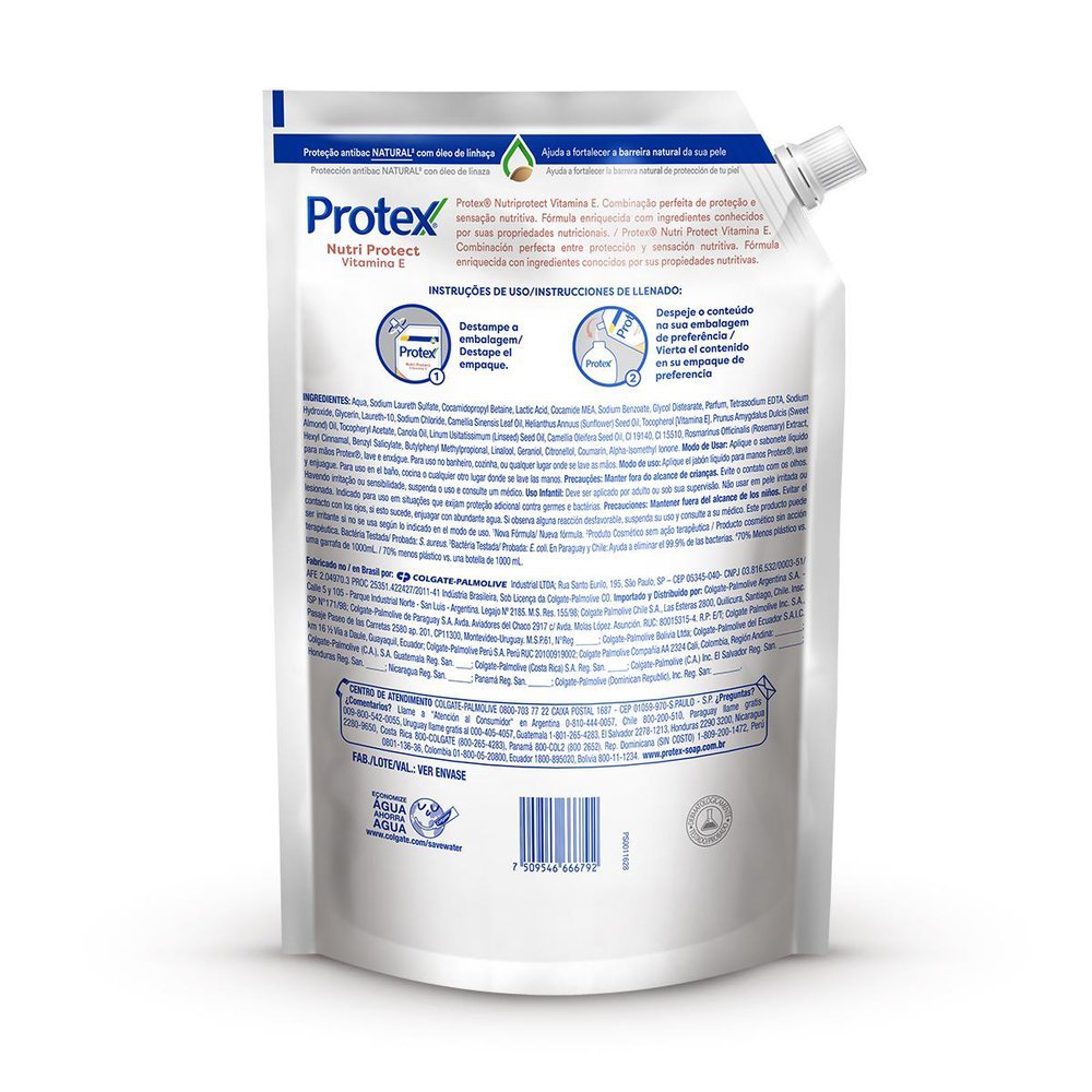 Detalhes do Sabonete Líquido Protex Nutri Protect Vitamina E 900ml