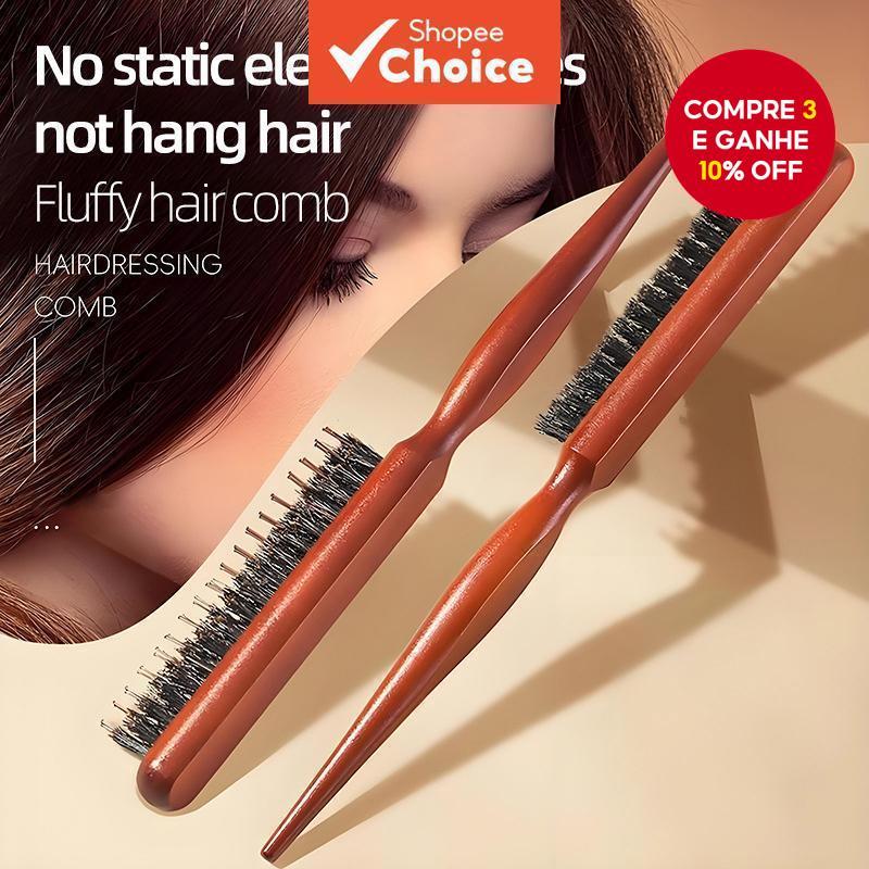 Escova Sólida De Juba De Porco De Madeira – Para Escovação De Cabeça , Barba , Limpeza De Corte De Cabelo E Varredura De