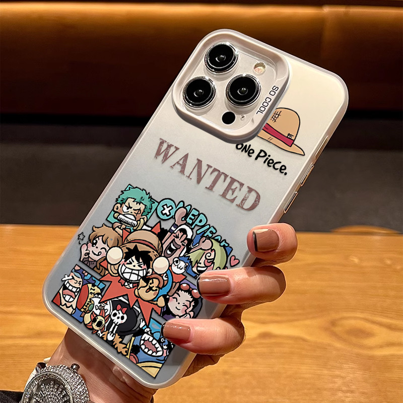 Capa Capinha Para iPhone 17 PRO MAX 16 11 12 13 14 15 pro xs XR 7+ 8+ com estampa de personagens One Piece WANTED P00337