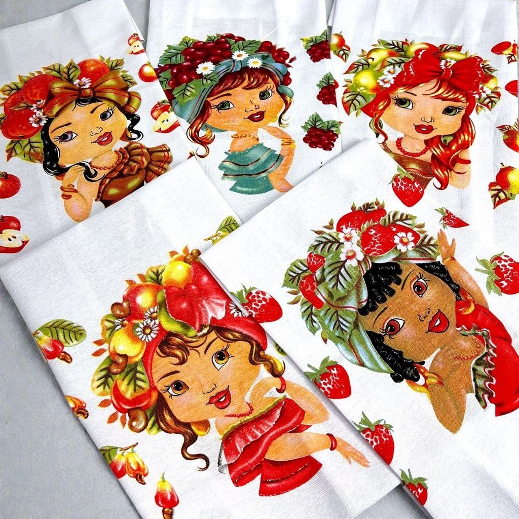 Pano De Prato Artesanato Bonecas Frutas Tropicais Kit C/5