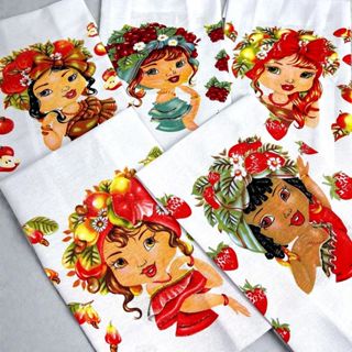 Pano De Prato Artesanato Bonecas Frutas Tropicais Kit C/ 10 em Oferta na Shopee