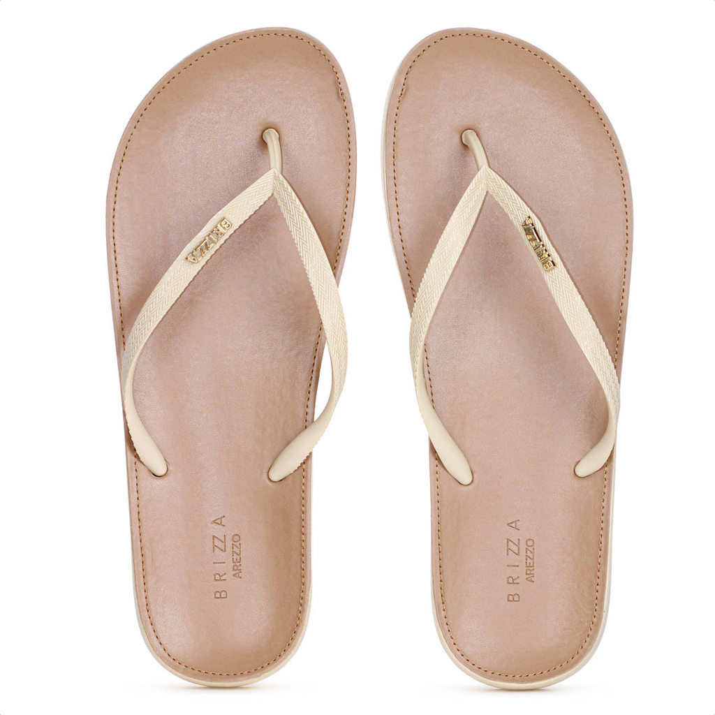 Chinelo Brizza Arezzo Recouro Fit Bege e Marrom - Feminino em Oferta na Shopee