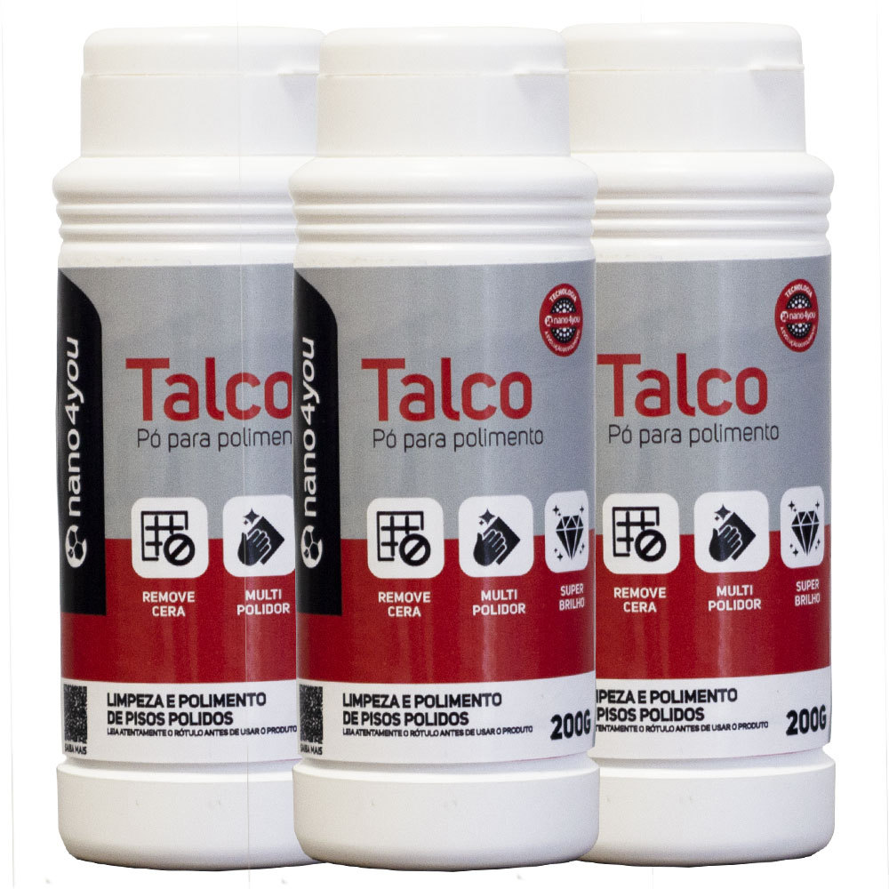 Kit 3 Talco Removedor De Cera Para Porcelanato Limpeza Sem Danificar Produto para tirar cera de piso