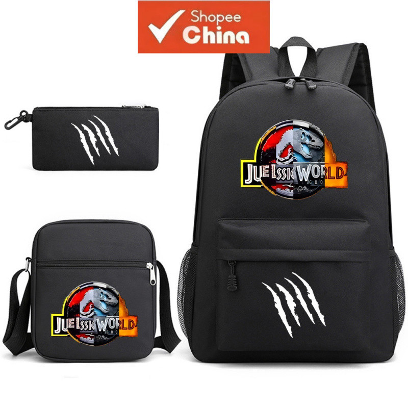 Mochila escolar infantil Jurassic World kit de lona 44cm meninos meninas estudantes bolsa transversal estojo de lápis IX