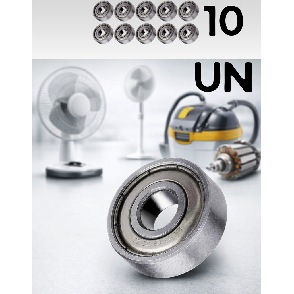 Kit Com 10 Rolamentos 608 ZZ Prata Ventilador Aspirador Blindado SemiProfissional 8X22X7 Aço Lubrificado A Óleo em Oferta na Shopee