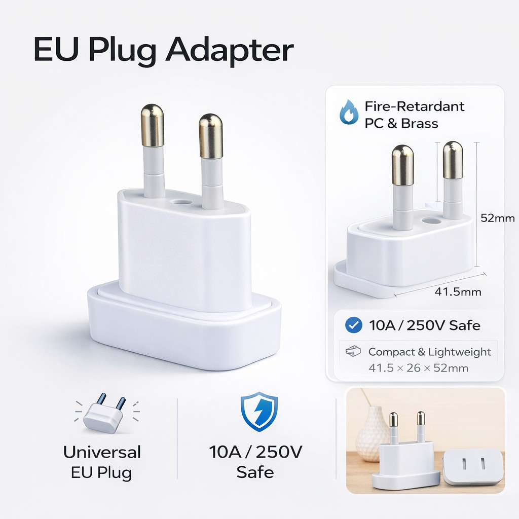 Adaptador de Tomada PLUGUE Europa – Compacto, Seguro e Ideal para Viagens em Oferta na Shopee