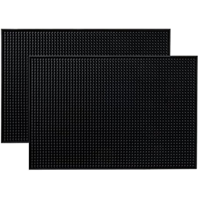 Tapete De Serviço De Bar De PVC BARsics Para Bartender De Coquetel 18 X 12 Polegadas (Preto Pacote Com 2)