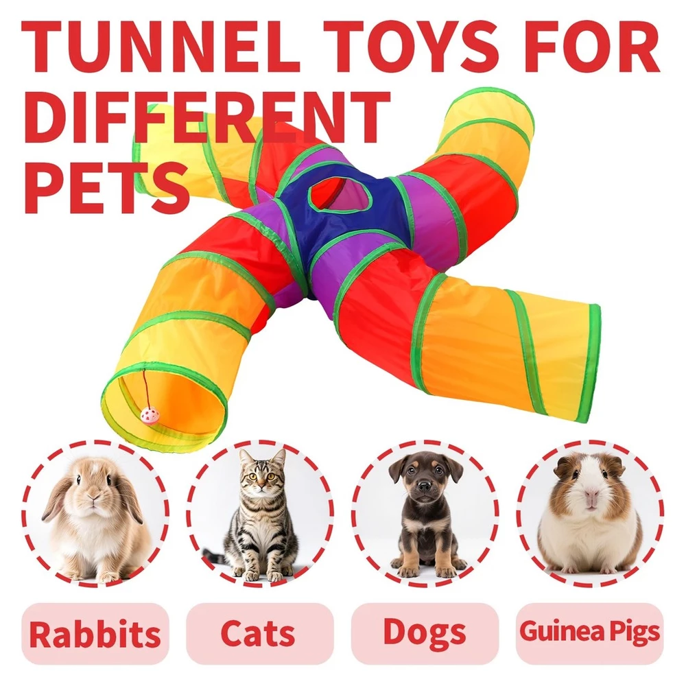 Túnel Labirinto Para Gatos Interativo Brinquedo Pet 4 Vias