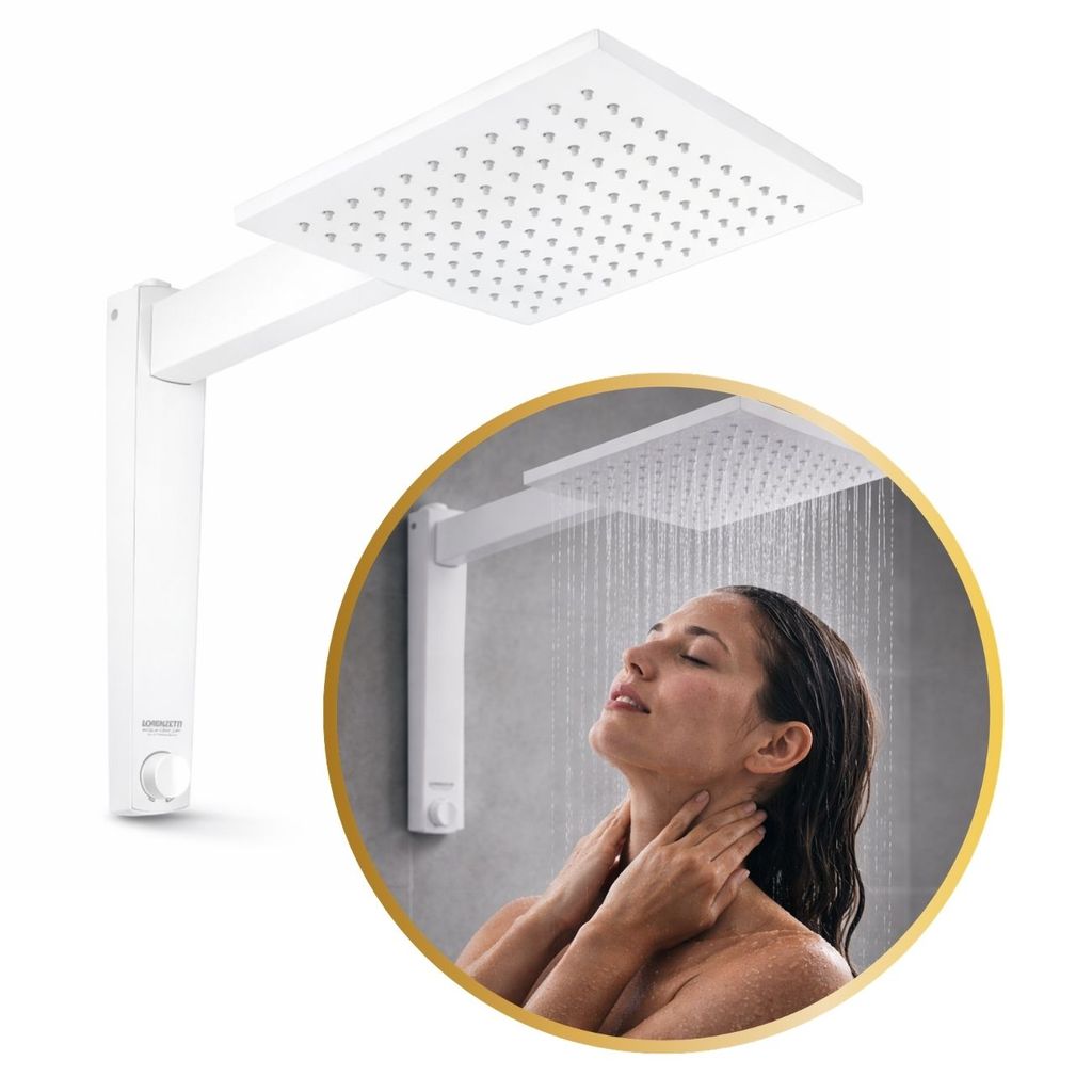 Chuveiro Ducha AcquaCentury Eletrônico 127v 5500w Lorenzetti Branco Quadrado Grande 25.7cm