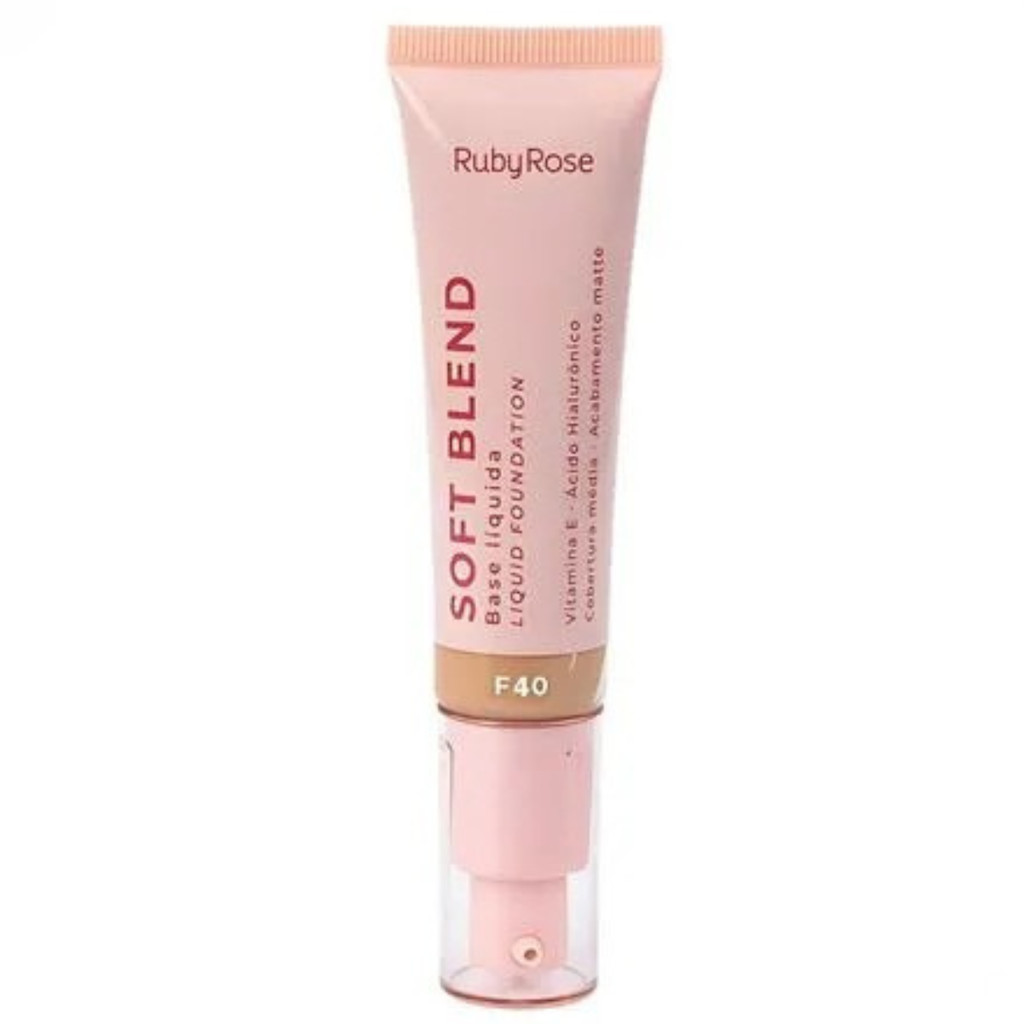 BASE LÍQUIDA RUBY ROSE SOFT BLEND F40 MÉDIA COBERTURA 30G