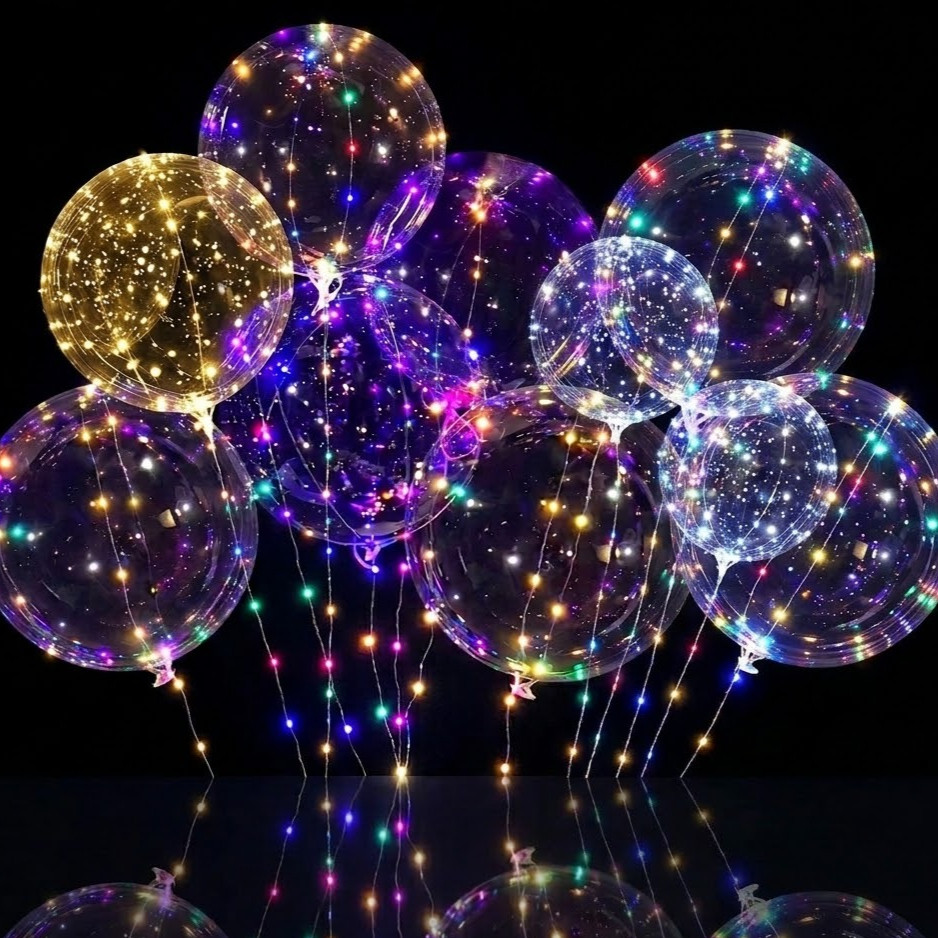 Kit 10 Balão De Led Com Bubble 3m Festa Decoração 3 Modelos