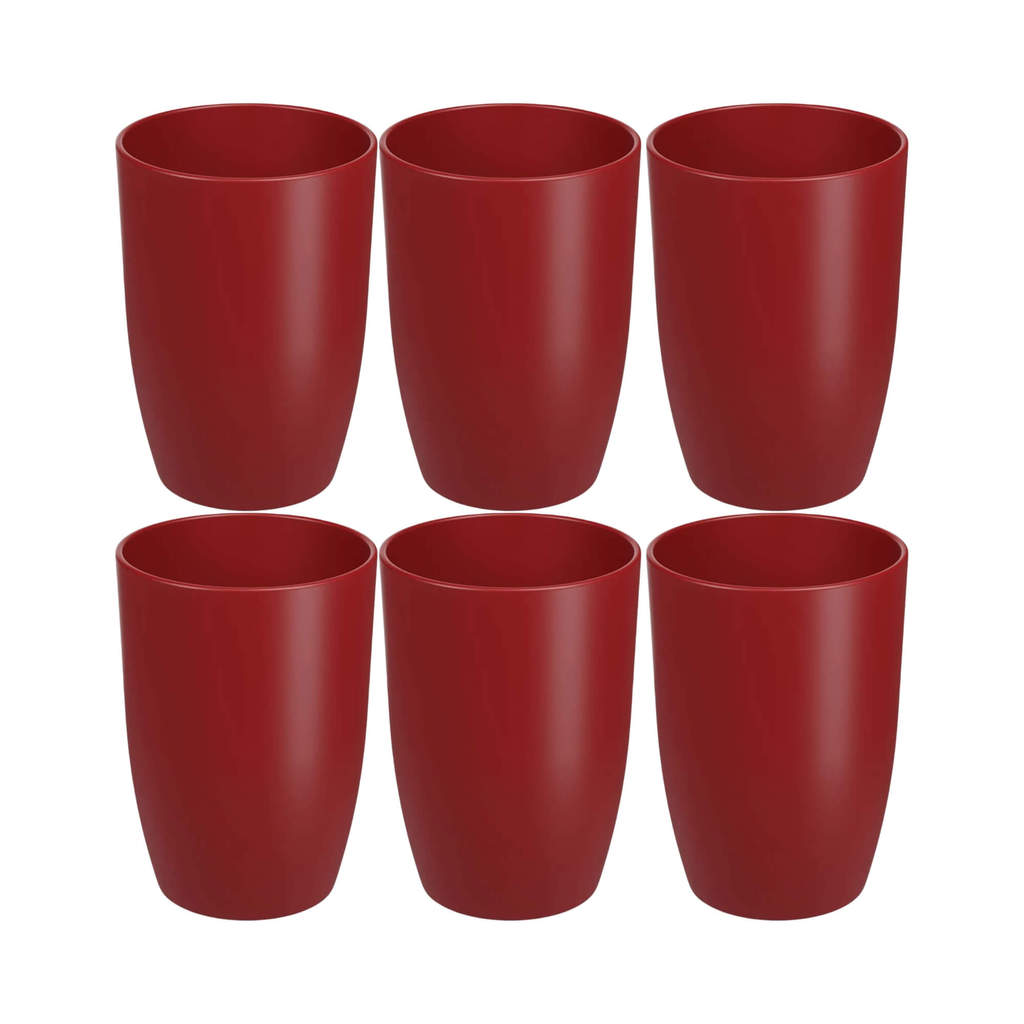 Kit 6 Copos Plásticos resistente de 275ml Vermelho Brinox Microondas Máquina de Lavar Design Moderno