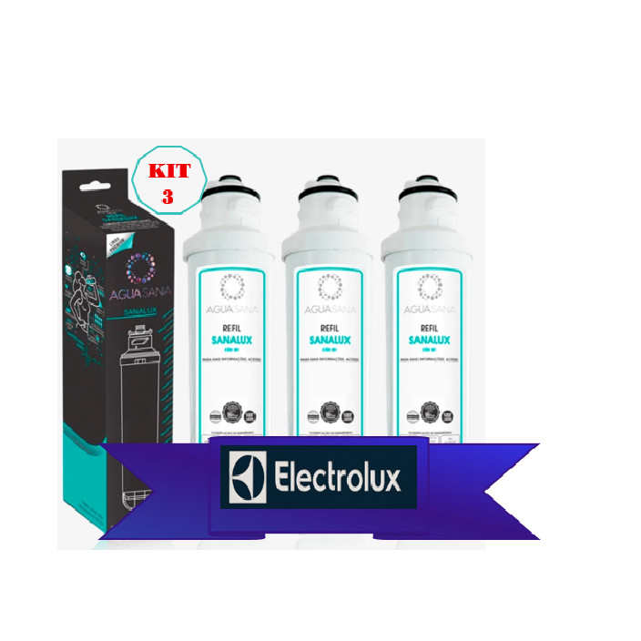 Kit 3 Refil Vela Filtro Purificador Compatível Electrolux PE11X, PE11B, PA21G, PA26G, PA31G, PC41B