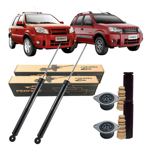 Par Amortecedor Traseiro Perfect + Kits Ecosport 2002 A 2012 Ecosport