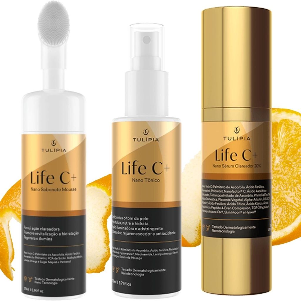 Kit Hidratante Clareador Facial Completo Vitamina C Tulipia