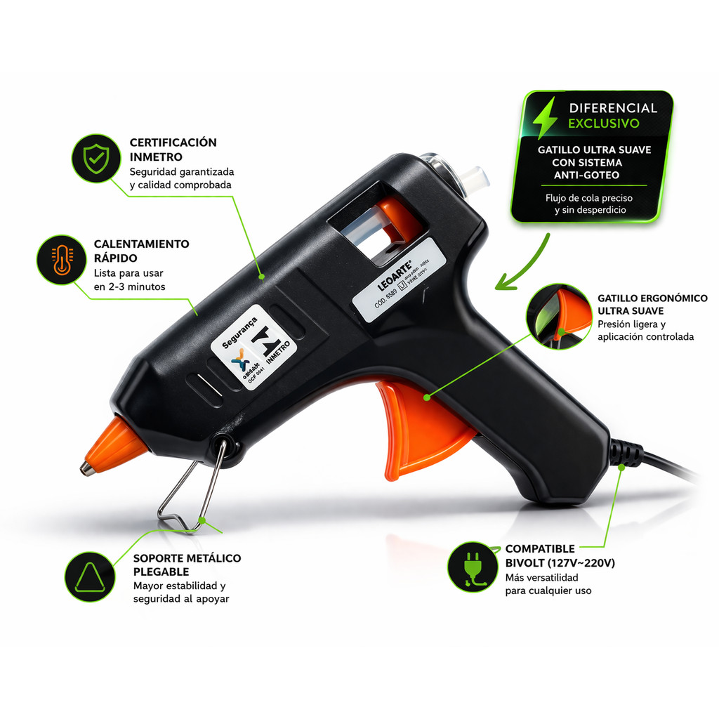Pistola Cola Quente Pequena Bivolt Para Trabalhos Escolares