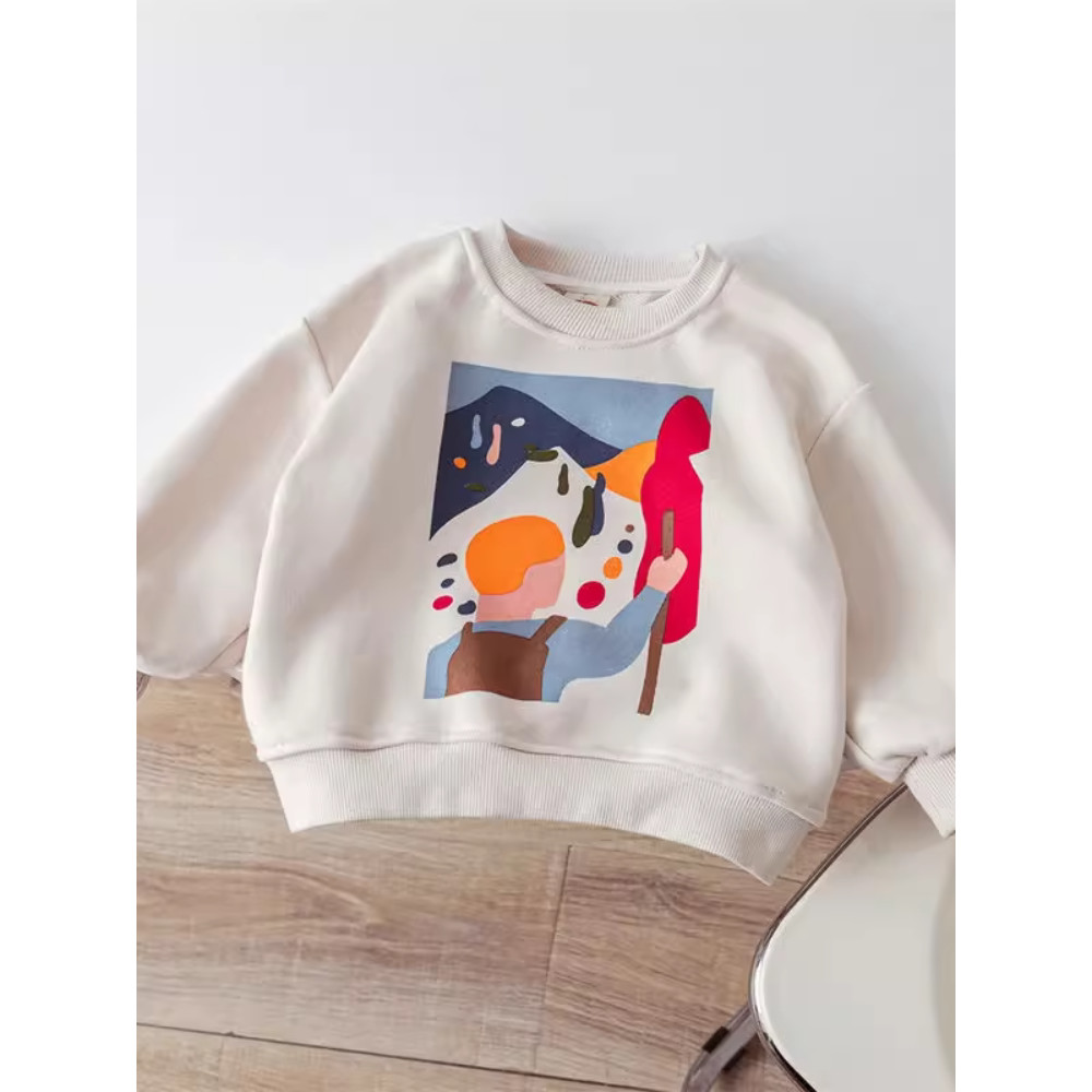 Crianças impresso Casual moletom de manga comprida crianças 2025 primavera outono novo estilo moda meninas simples All-M