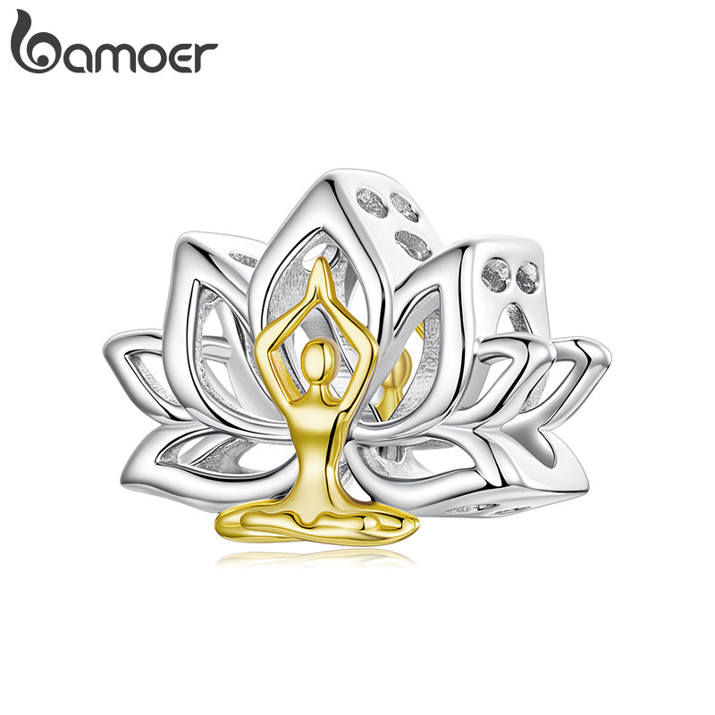 Bamoer Charm Yoga Lotus Pingente DIY Para Pulseira Presentes Mulheres