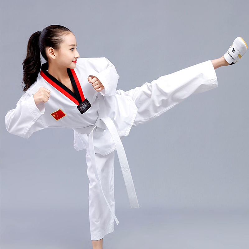 Puro algodão taekwondo roupas crianças de manga comprida roupas de manga curta adulto meninos inverno taekwondo roupas i