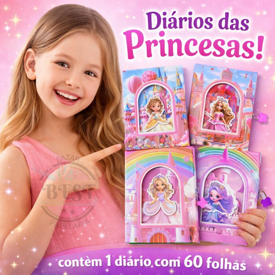 Meu Diário Mágico Meninas Com Cadeado 3D