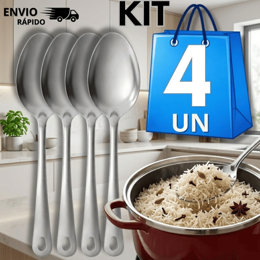 Utensílios Colheres de Arroz Inox 25,5cm Resistente Utensílio Cozinha para Servir Multiuso Utensílios