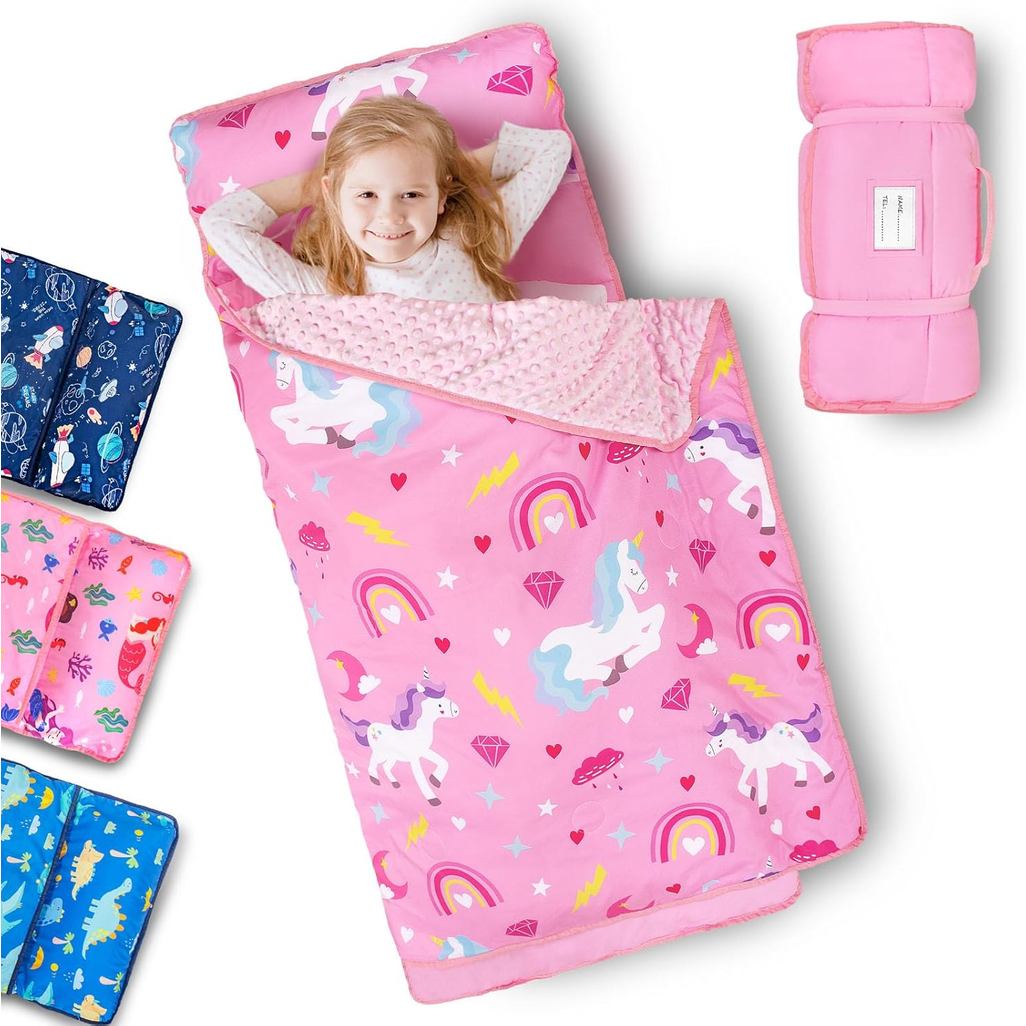 Colchonete para Soneca Infantil Primlect com Almofada Removível e Cobertor de Lã, Saco de Dormir Extra Grande 55''x35'',