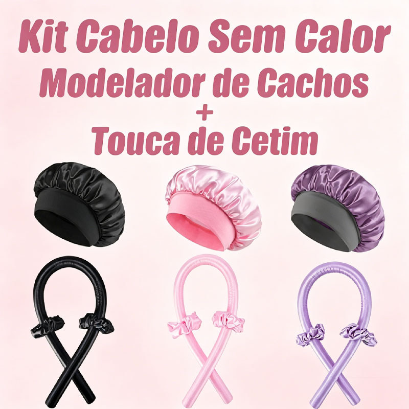 Kit Cabelo Sem Calor: Modelador de Cachos + Touca de Cetim