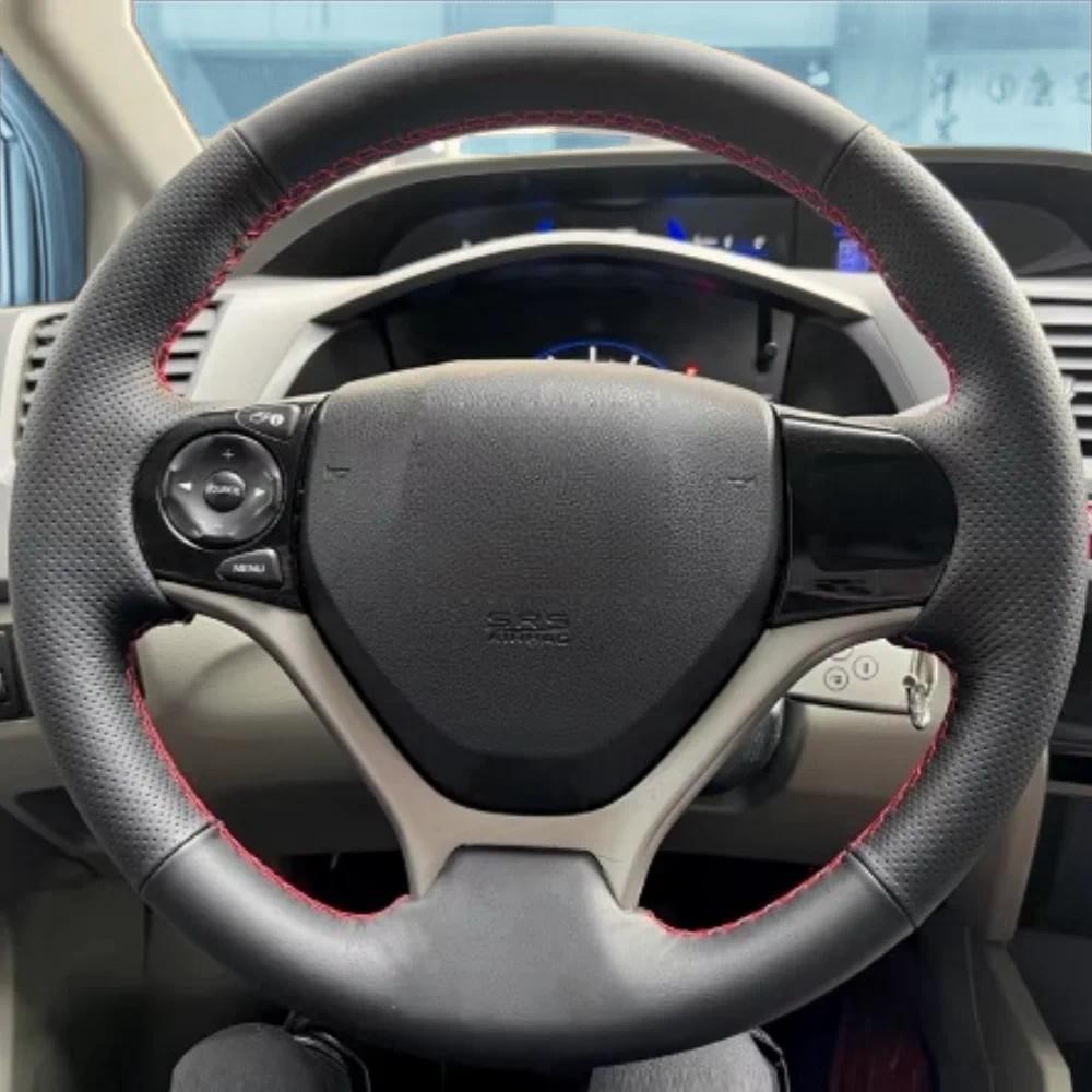 Preto Capa De Volante Do Carro DIY Microfibra Couro Respirável Macio Para Honda Civic 9th 2012 2013 2014 2015 Acessórios