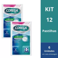 Limpador De Dentadura Corega Tabs 3 Minutos Kit 2 Com 12 Un