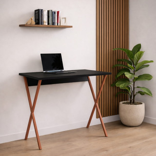 Mesa Escrivaninha Industrial 90x53cm Base em X para Escritório Estudo e Home Office