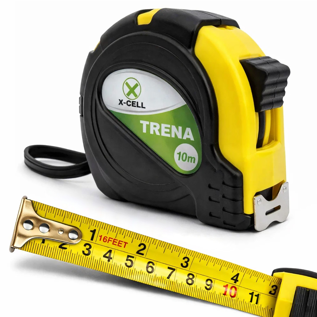 Trena Medidora 10 Metros 25mm Tripla Escala com Trava e Clip Emborrachada