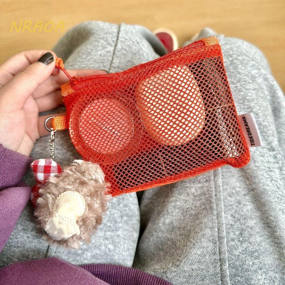 Saco De Armazenamento De Malha NRAOA , Bolsa De Moedas Portátil Com Economia De Espaço De Camada Dupla , Mini Maquiagem 