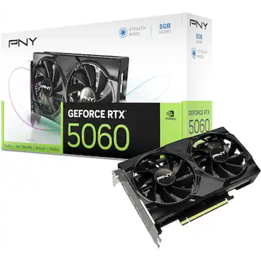 Placa de Vídeo NVIDIA GeForce PNY RTX5060 8GB DUAL FAN OC Blackwell- VCG50608DFXPB1-O