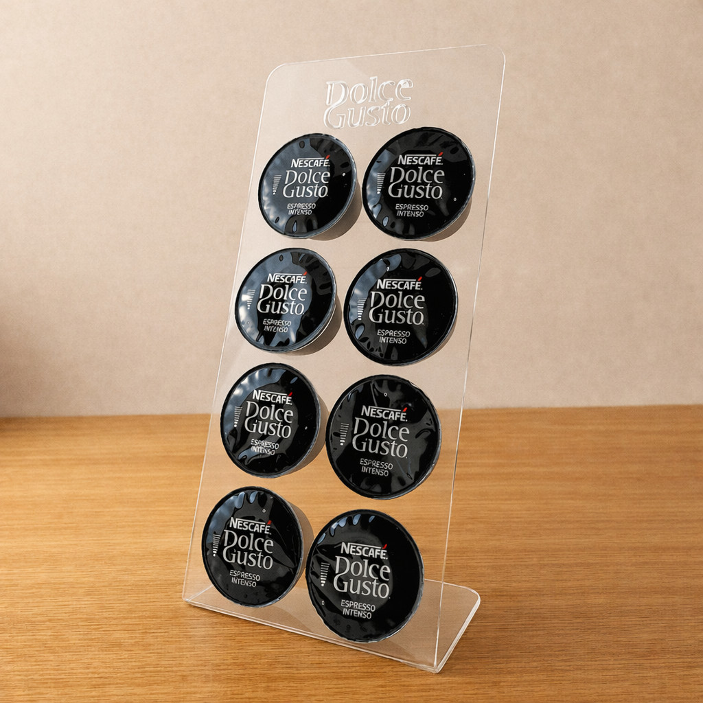 Porta Cápsulas Suporte de Acrílico Organizador 8 Cápsulas Dolce Gusto e Três Corações