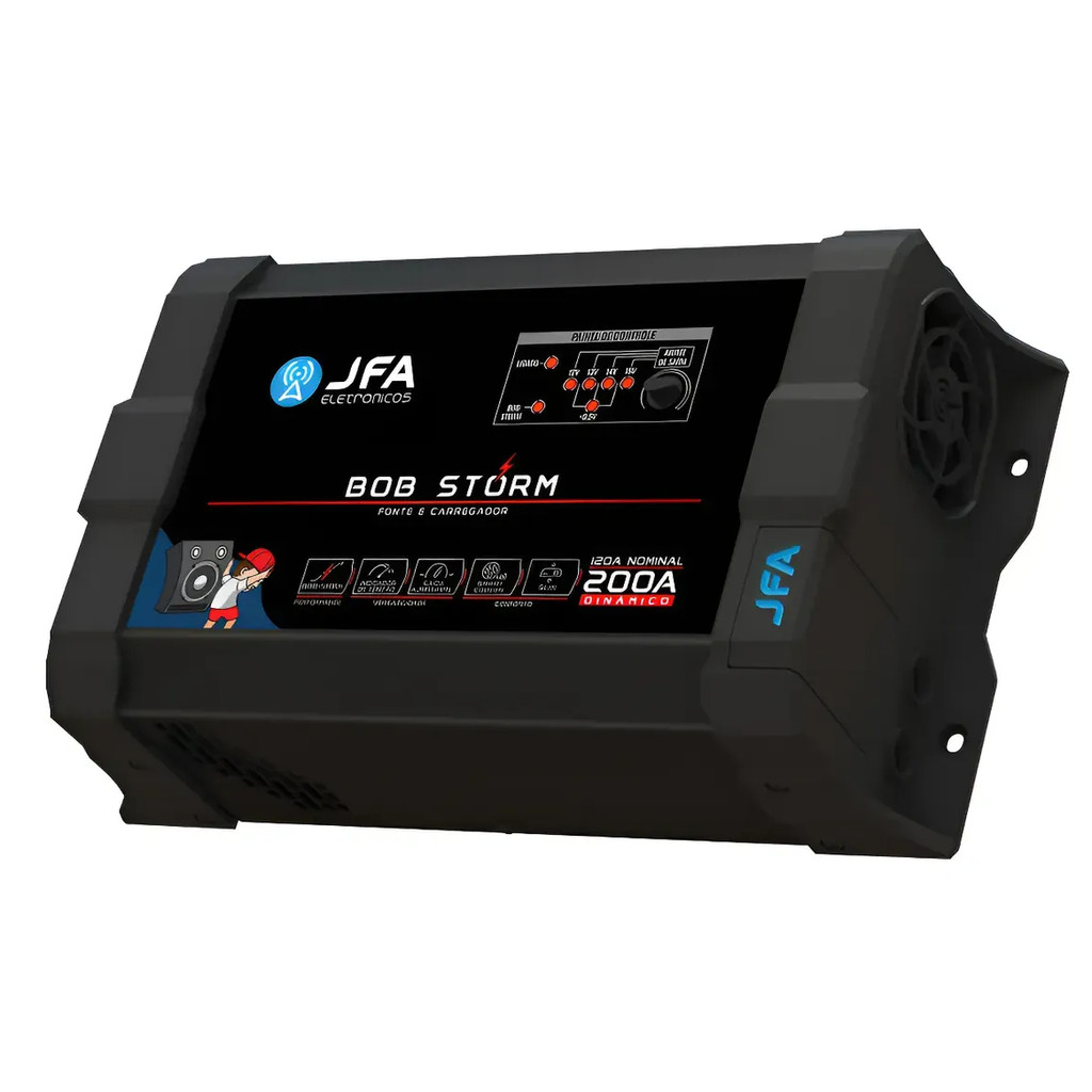FONTE JFA 200 Ah BOB CARREGADOR DE BATERIA STORM CAIXA SOM — imagem 2 de 2