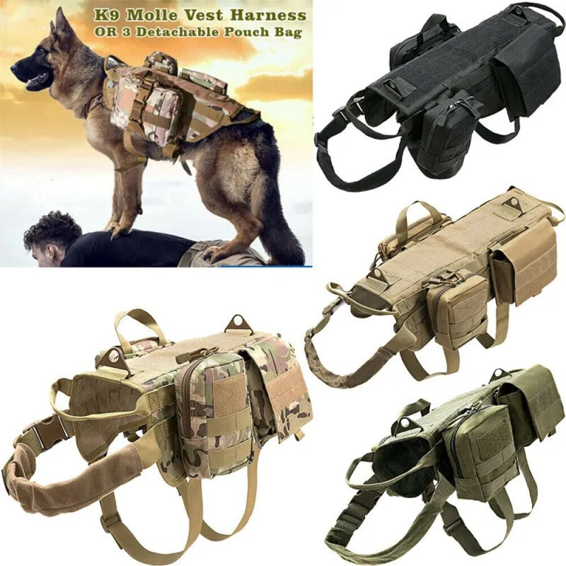 Arreios Táticos Para Cães Sem Puxar Colete De Médios E Grandes Treino De Caminhada Molle Com Bolsas