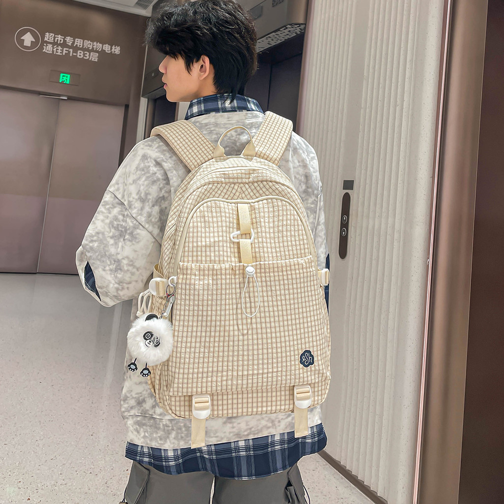 Mochila feminina xadrez estilo Sen mochila estudantes do ensino médio nicho Design All-Match Commuter mochila de viagem