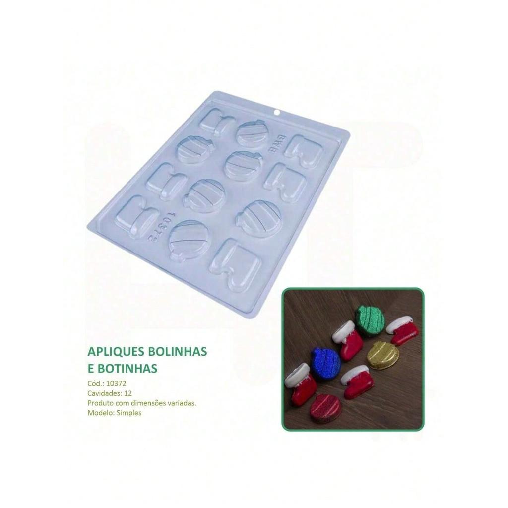Forma Apliques Bolinhas e Botinhas de natal - 10372 -  Forma de acetato Para Chocolate BWB
